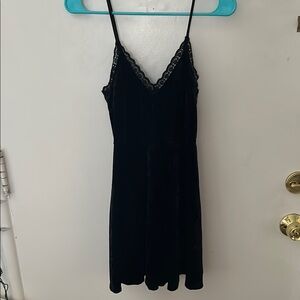 Elegant Black Velvet Asymmetrical Dress